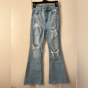 AE Ripped Super High Waisted Flare Jean Super Stretch
